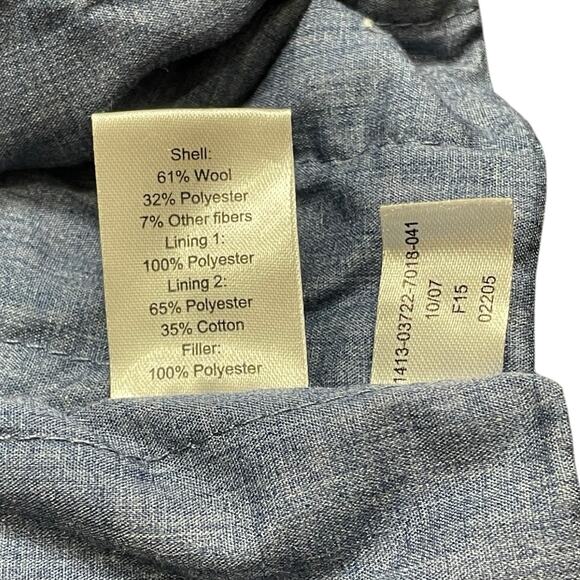 Jos A Bank Peacoat Mens L Gray Wool Blend Double Breasted Overcoat Coat Tweed - Picture 6 of 11